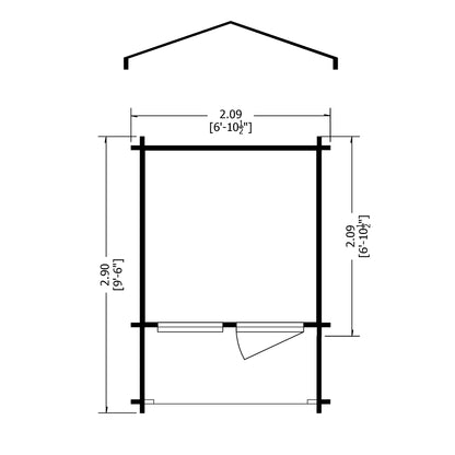 Shire Maulden with Veranda 7' x 7' ft 19mm Log Cabin