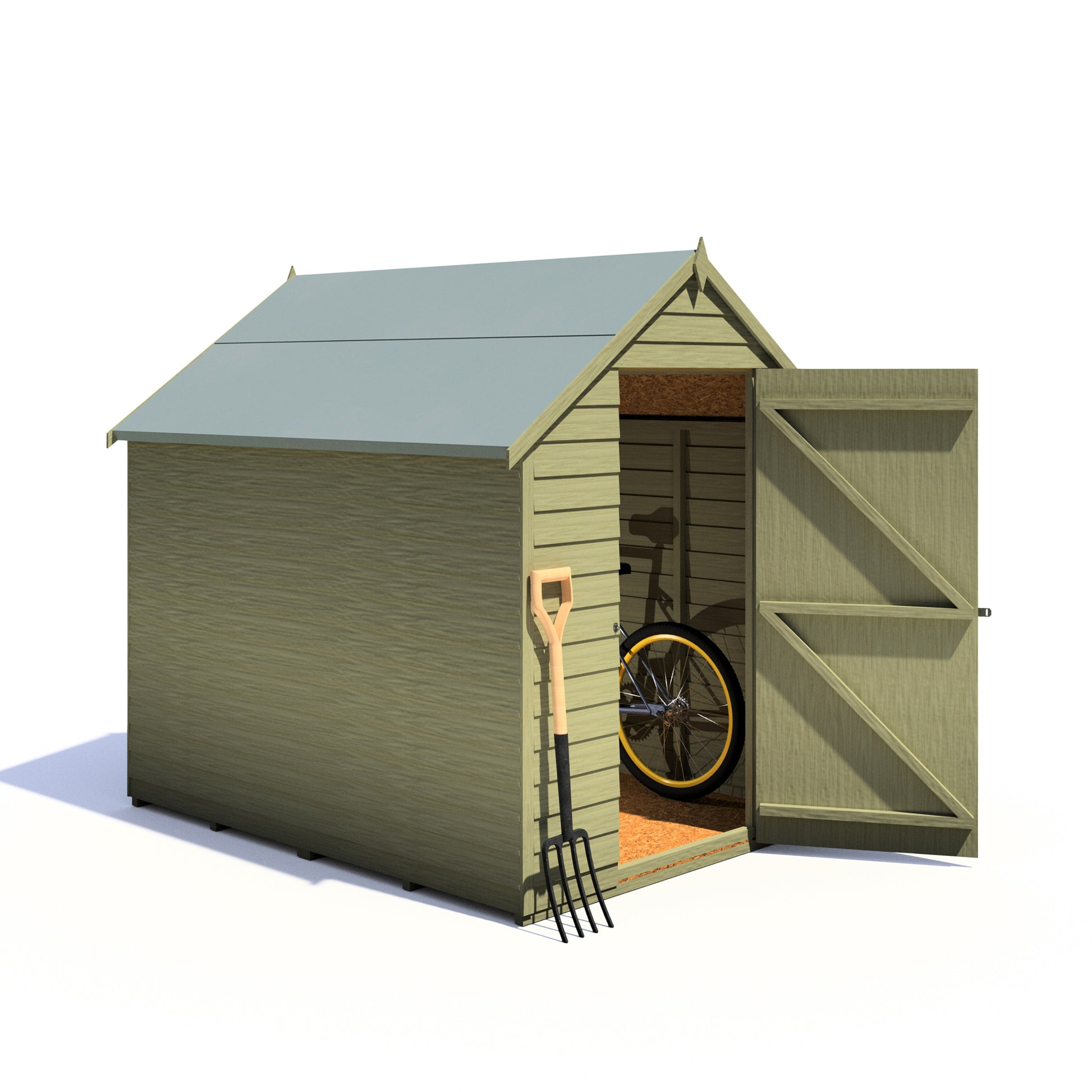 Shire Overlap 7x5 Single Door Value Pressure Treated Value Range Wooden Garden Shed