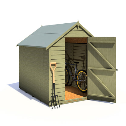 Shire Overlap 7x5 Single Door Value Pressure Treated Value Range Wooden Garden Shed