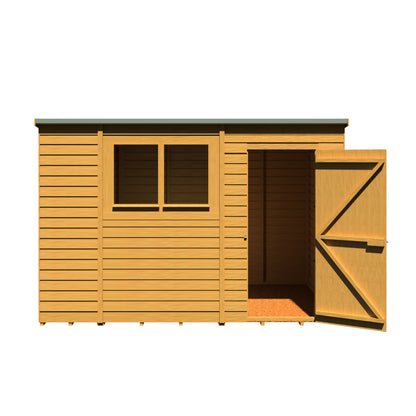 Shire Overlap Single Door Pent 10x6 ft Dip Treated Wooden Garden Shed