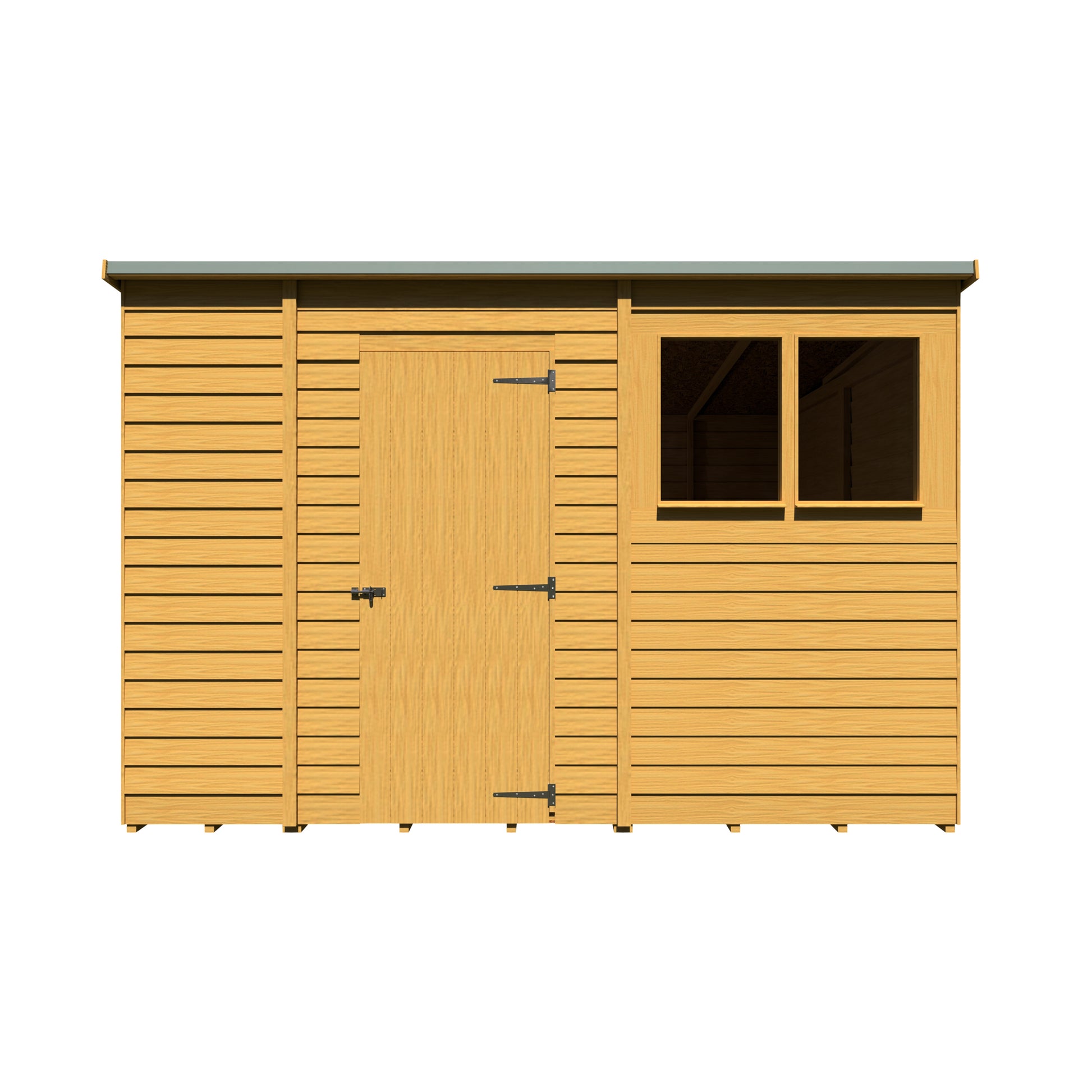 Shire Overlap Single Door Pent 10x6 ft Dip Treated Wooden Garden Shed