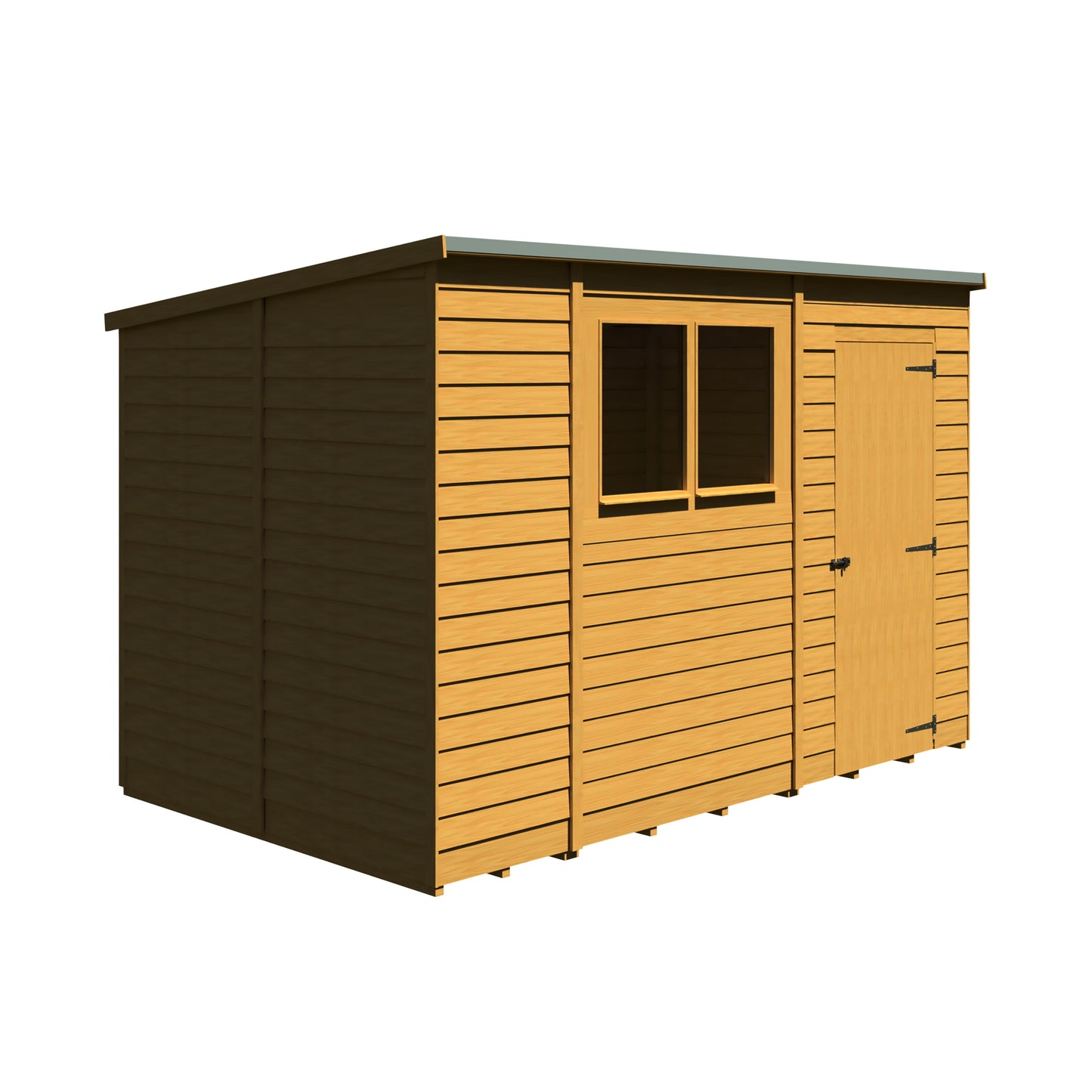 Shire Overlap Single Door Pent 10x6 ft Dip Treated Wooden Garden Shed