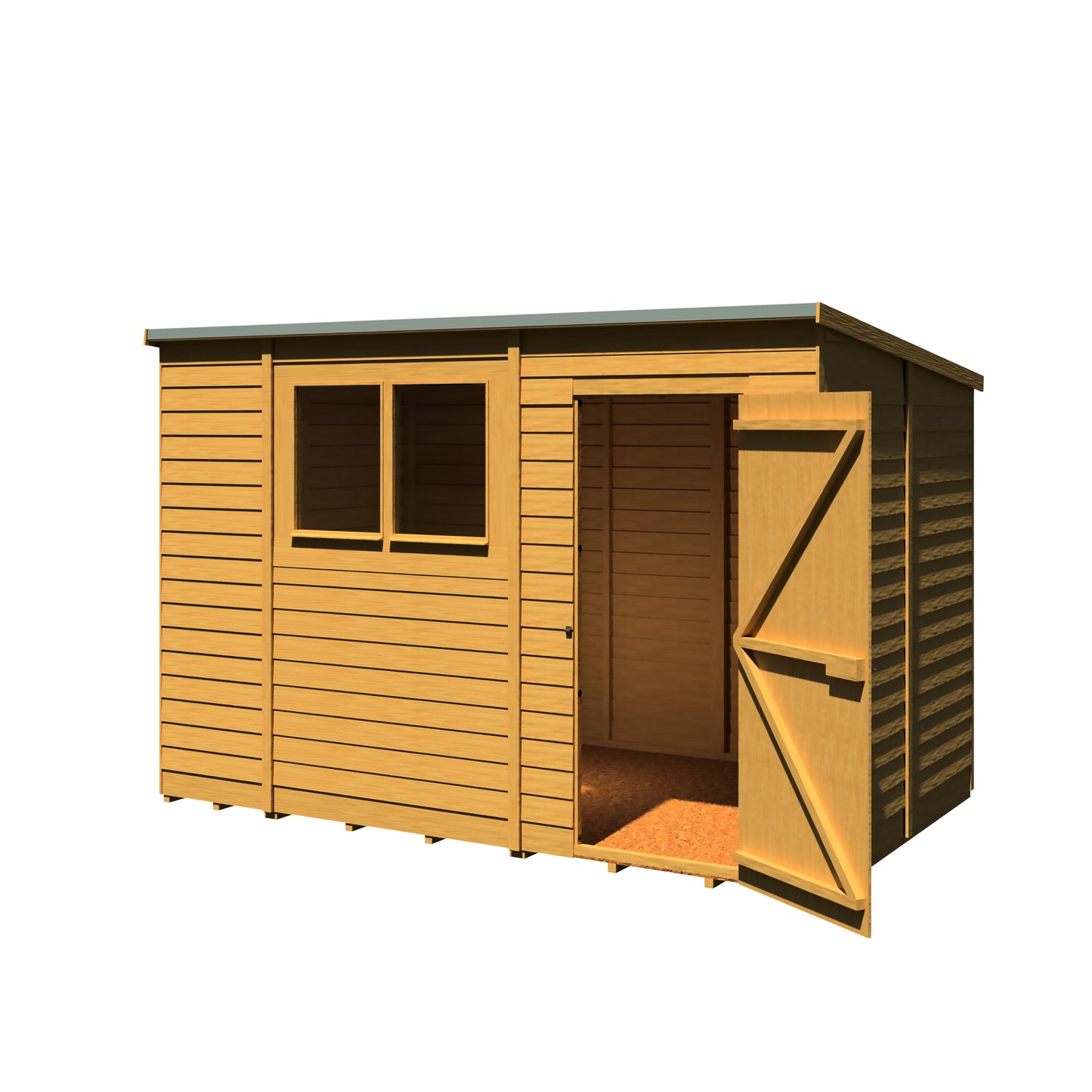 Shire Overlap Single Door Pent 10x6 ft Dip Treated Wooden Garden Shed