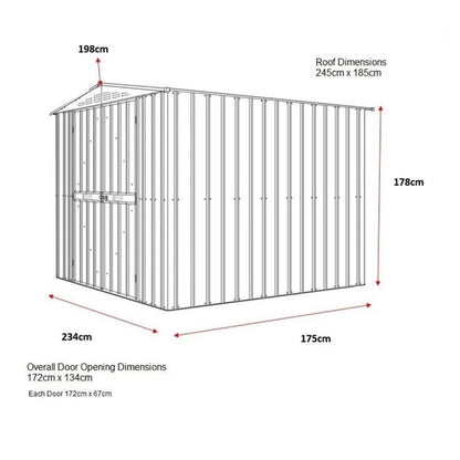 Globel 8x6ft Double Hinged Apex Metal Garden Shed